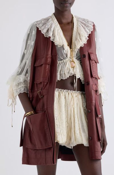 Chloé Chloé Sleeveless Leather Utility Coat