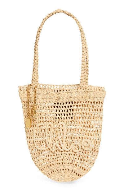 Chloé Chloé Small Summer Banana Crocheted Raffia Tote