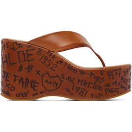 Chloé Chloé Tan Maxime Wedge Slide Heeled Sandals