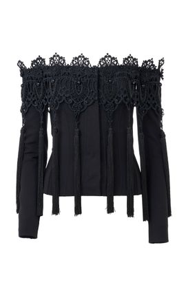 Chloé Chloé TasselDetailed Wool OffTheShoulder Jacket