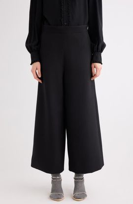 Chloé Chloé Virgin Wool Crêpe Crop Wide Leg Trousers