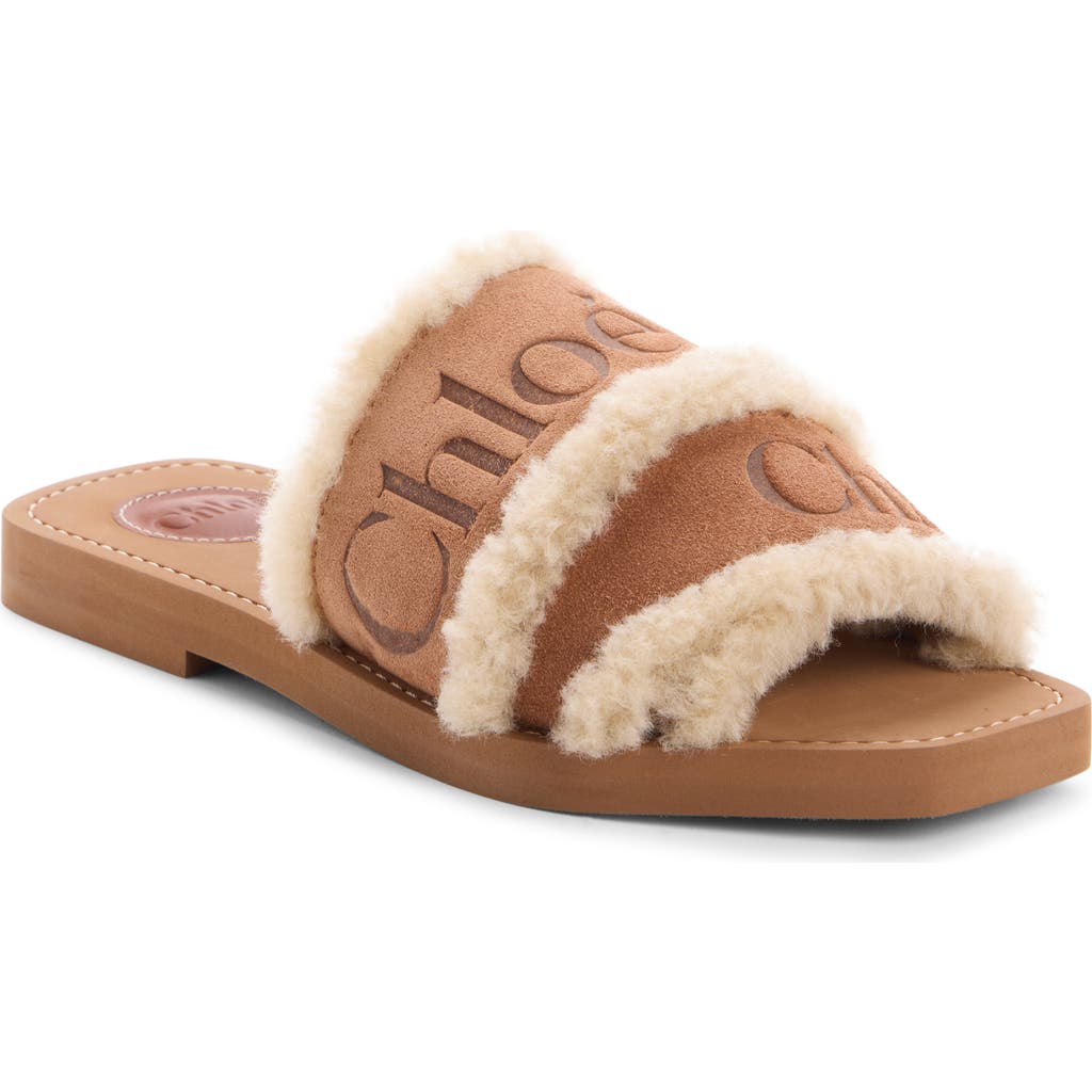 Chloé Chloé Woody Genuine Shearling Sandal