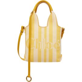 Chloé Chloé Yellow & Off-White Mini 'Chloé' Stripy Tote
