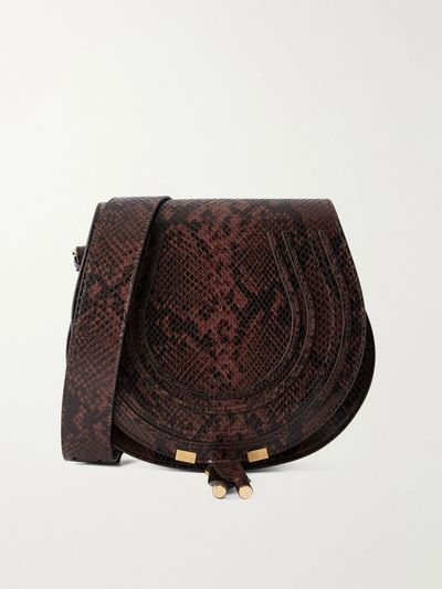 CHLOÉ Marcie snake-effect leather shoulder bag