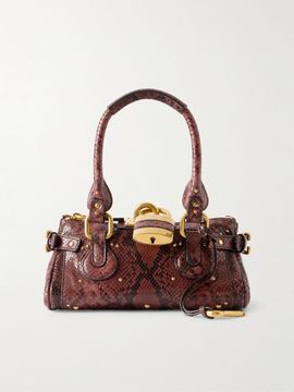 CHLOÉ Paddington python-effect locket-detail shoulder bag