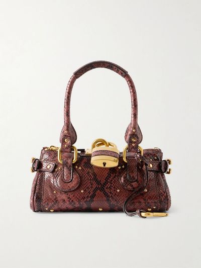 CHLOÉ Paddington python-effect locket-detail shoulder bag