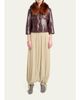 Chloé Shiny Calf Leather Jacket with Shearling Collar - 2