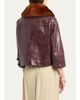 Chloé Shiny Calf Leather Jacket with Shearling Collar - 3