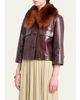 Chloé Shiny Calf Leather Jacket with Shearling Collar - 4