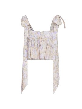 Chloé Women's À La Plage Floral Cotton Tie-Strap Top
