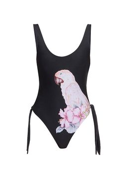 Chloé Women's À La Plage Floral Parrot Tie One-Piece Swimsuit