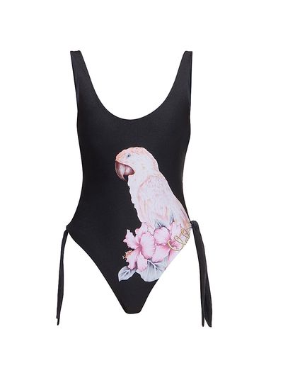 Chloé Women's À La Plage Floral Parrot Tie One-Piece Swimsuit