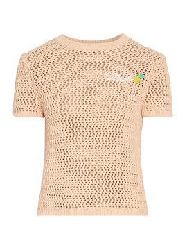Chloé Women's À La Plage Logo-Embroidered Crochet Cotton Top
