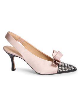 Chloé Women's Alba 75MM Embellished Satin & Leather Slingback Pumps