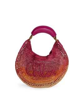 Chloé Women's Banana Logo Raffia Top Handle Bag