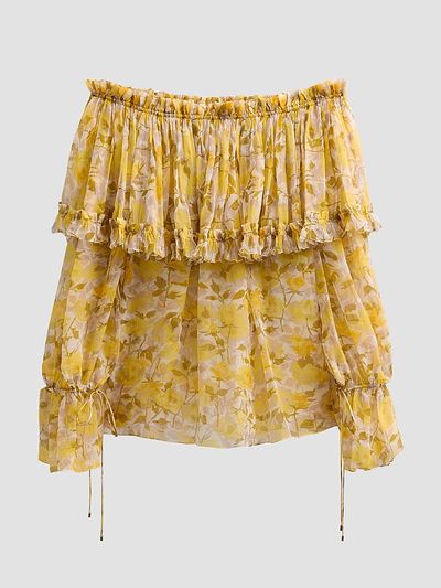 Chloé Women's Floral Silk Off-the-Shoulder Top