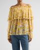 Chloé Women's Floral Silk Off-the-Shoulder Top - 4