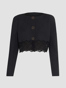 Chloé Women's Guipure Lace-Wool Cropped Sweater