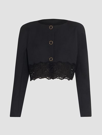 Chloé Women's Guipure Lace-Wool Cropped Sweater