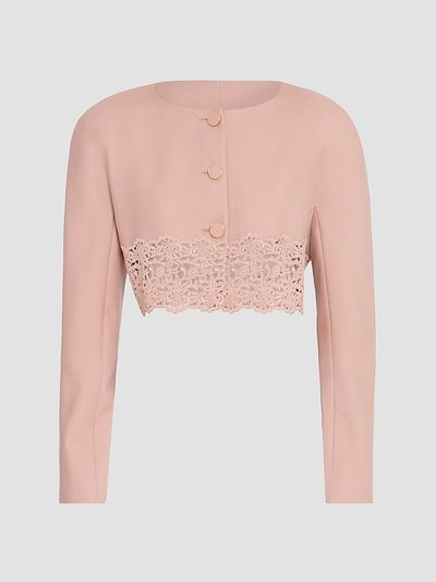 Chloé Women's Guipure Lace & Wool Cropped Sweater