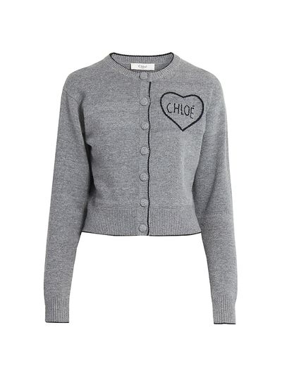 Chloé Women's Heart Logo Wool-Cashmere Cardigan