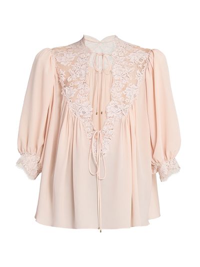 Chloé Women's Lace-Detailed Tie Blouse