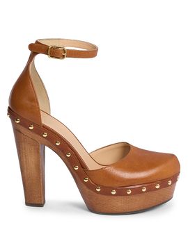 Chloé Women's Lola Studded Cone-Heel Leather Pumps