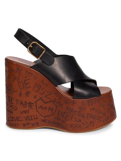 Chloé Women's Maxime 140MM Leather Wedge Sandals