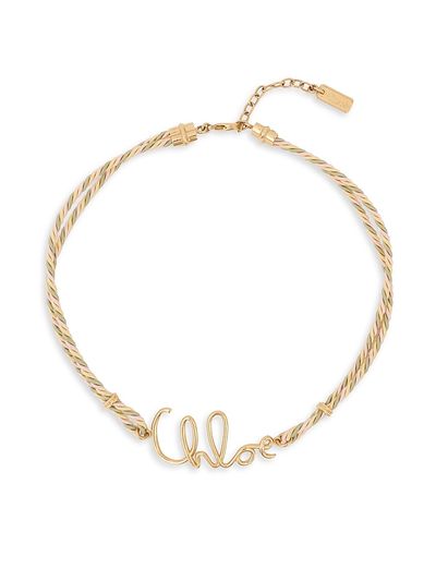 Chloé Women's Plage Goldtone Logo Woven Necklace