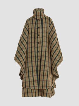 Chloé Women's Plaid Virgin Wool & Cotton Turtleneck Cape