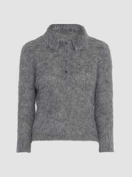 Chloé Women's Shaggy Wool-Blend Polo Sweater