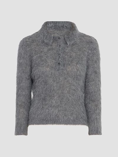 Chloé Women's Shaggy Wool-Blend Polo Sweater