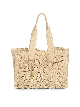 Chloé Women's Summer Banana Small Floral Raffia Tote Bag
