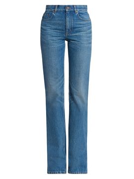 Chloé Women's Whiskered Cotton Straight-Leg Jeans