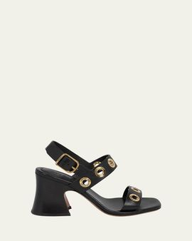 Chloe 75mm Janis Grommet Leather Slingback Sandals