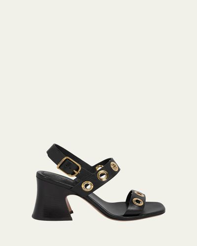 Chloe 75mm Janis Grommet Leather Slingback Sandals