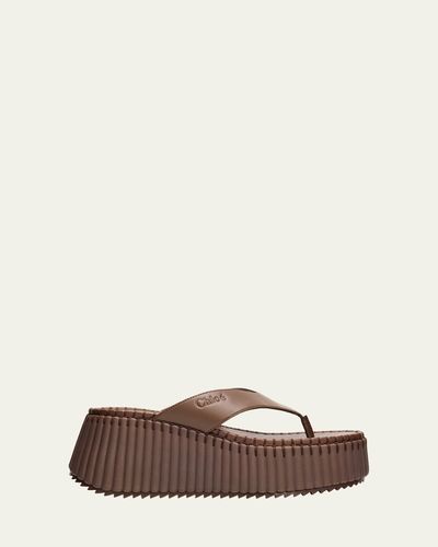 Chloe 75mm Nama Platform Leather Thong Sandals