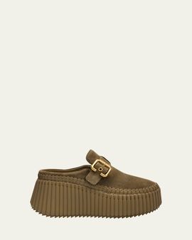 Chloe 75mm Nama Suede Platform Clogs