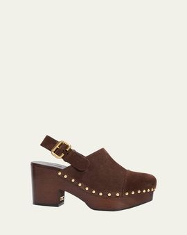 Chloe 80mm Jeannette Suede Platform Clogs