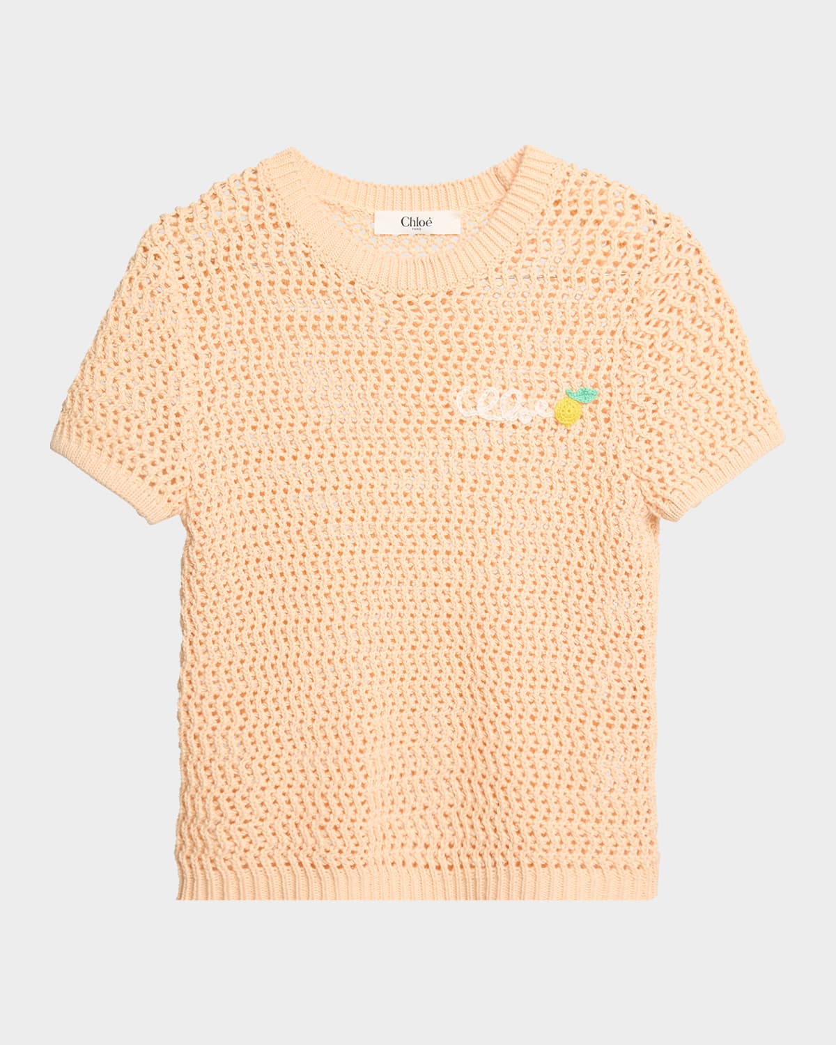 Chloe À La Plage Logo-Embroidered Crochet Cotton Top