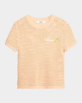 Chloe À La Plage Logo-Embroidered Crochet Cotton Top