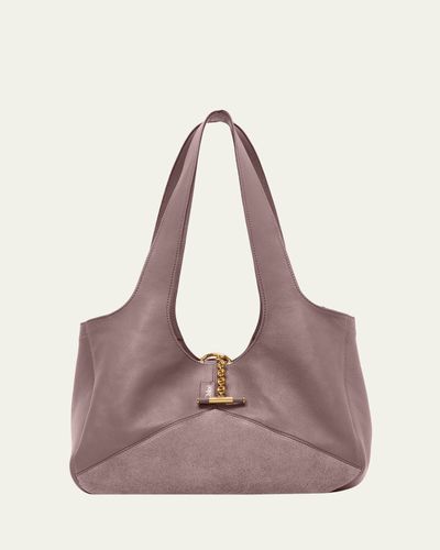 Chloe Balloon East-West Tote Bag in Leather & Suede