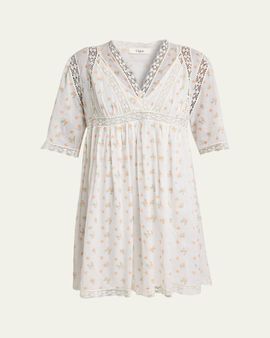 Chloe Blooms Print Cotton Mini Dress