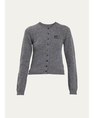 Chloe Check Logo Wool Crewneck Cardigan