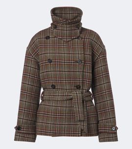 Chloe Chloé Checked wool and cotton-blend peacoat