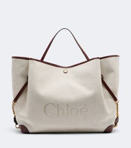 Chloe Chloé Chloé Clover leather-trimmed canvas tote bag