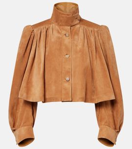 Chloe Chloé Cropped gathered suede jacket