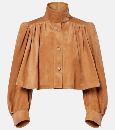 Chloe Chloé Cropped gathered suede jacket