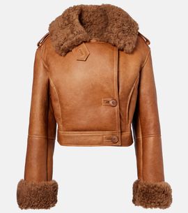 Chloe Chloé Cropped shearling-trimmed leather jacket