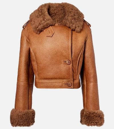 Chloe Chloé Cropped shearling-trimmed leather jacket
